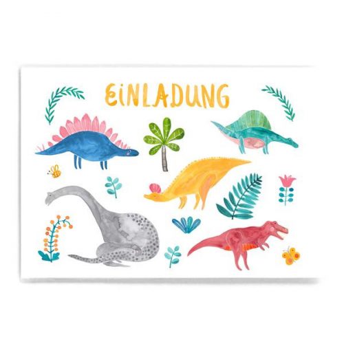 Postkarte Einladung Dinosaurier - von Frau Ottilie